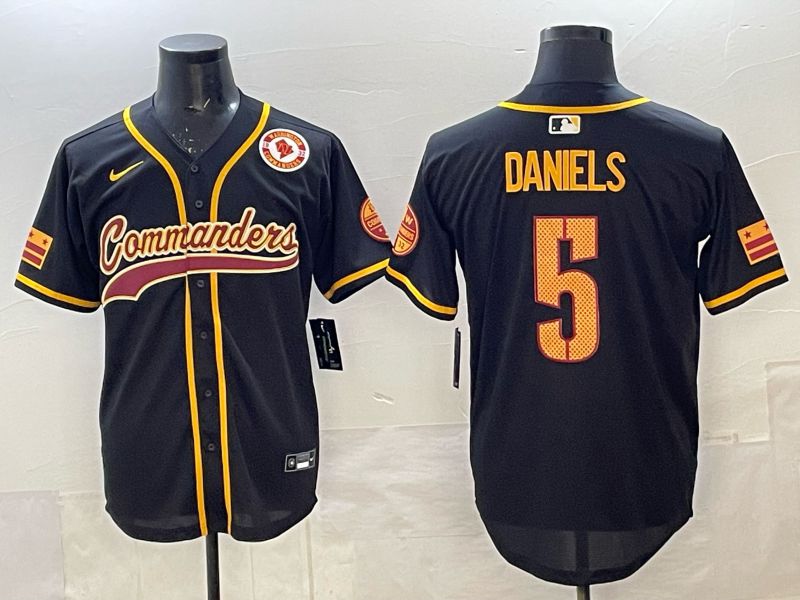 Men 2025 Nike Washington Commanders #5 Daniels Black 3th generation Joint Name Limited NFL Jersey 001->washington commanders->NFL Jersey